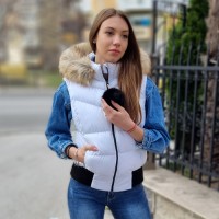 Дамски елек с качулка City Angels, Бял, 6898